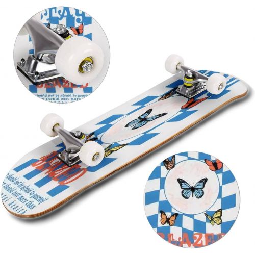  Puiuoo Abstract Cool Skateboard for Girls Boys Teens Beginners Standard Skateboard for Adults Youth Kids Maple Complete Skateboard Outdoor 31x8