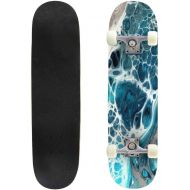 Puiuoo Black and White Abstract from Acrylic Paints and Oil Mix Macro Bubble Cool Skateboard for Girls Boys Teens Beginners Standard Skateboard for Adults Youth Kids Maple Complete Skateb