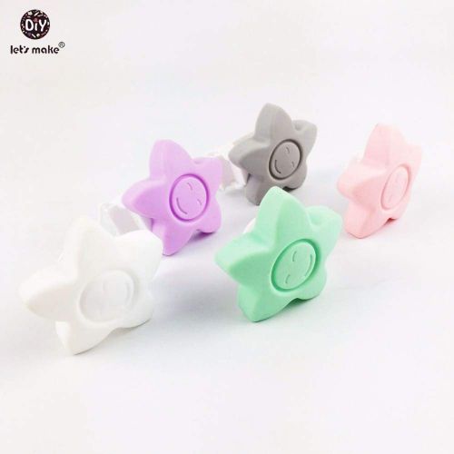  Pukido Lets Make Star Shape Pacifier Chain Clip, Silicone Clip Selectable 20pc Silicone Teething Beads Suspender Clip Beads - (Color: Plastic)