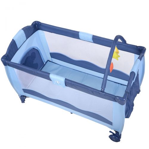  Pukk New Blue Baby Crib Playpen Playard Pack Travel Infant Bassinet Bed Foldable