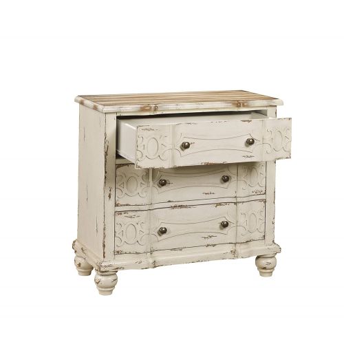  Pulaski DS-2540-850 Ornate Overlay 3 Drawer Accent Storage Chest in weathered cream