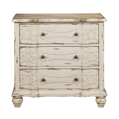  Pulaski DS-2540-850 Ornate Overlay 3 Drawer Accent Storage Chest in weathered cream