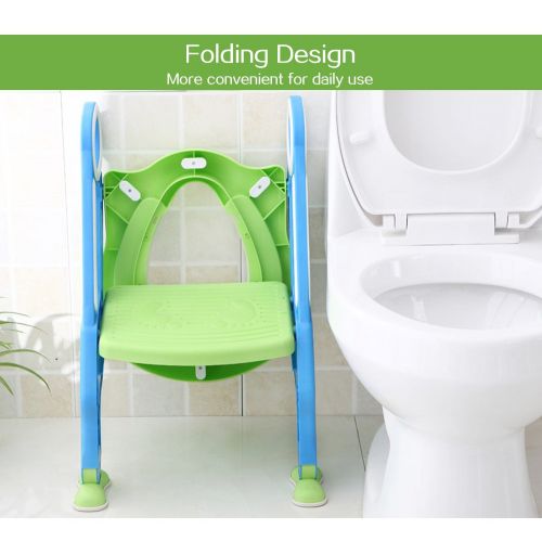  Pull Potty Toddler Toilet Training Seat with Sturdy Non-Slip Ladder Step, Potty Toilet Trainer Seat with Step Stool Ladder