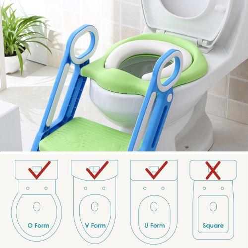  Pull Potty Toddler Toilet Training Seat with Sturdy Non-Slip Ladder Step, Potty Toilet Trainer Seat with Step Stool Ladder