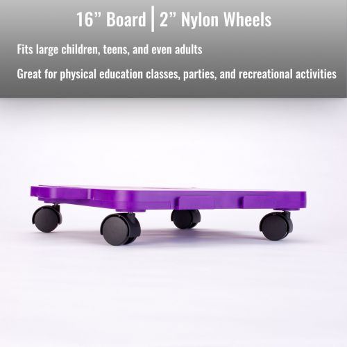  BSN Cosom Scooter Board Set, 16 Inch Childrens Sit & Scoot Board With 2 Inch Non-Marring Nylon Casters & Safety Guards for Physical Education Class, Sliding Boards with Safety Handles,