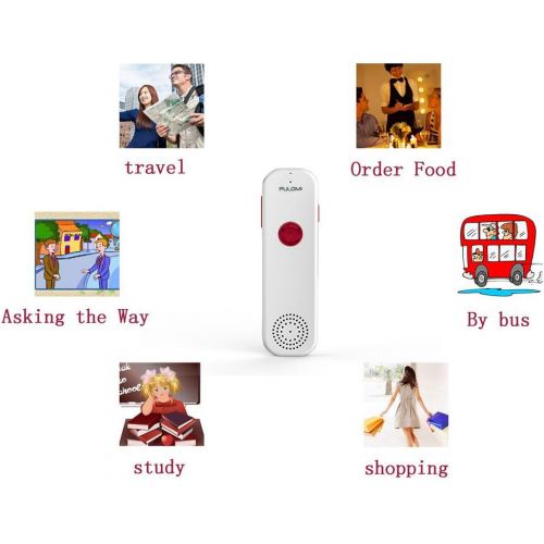  [아마존 핫딜]  [아마존핫딜]Pulomi TT Easy Trans Smart Language Translator Device Electronic Pocket Voice Bluetooth 52 Languages for Learning Travel Shopping Business White Red