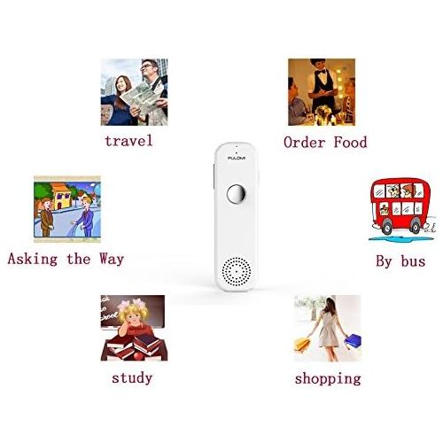  [아마존베스트]Pulomi TT Easy Trans Smart Language Translator Device Electronic Pocket Voice Bluetooth 52 Languages for Learning Travel Shopping Business White Red