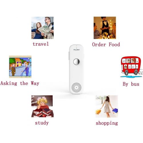  [아마존베스트]Pulomi TT Easy Trans Smart Language Translator Device Electronic Pocket Voice Bluetooth 52 Languages for Learning Travel Shopping Business White Red