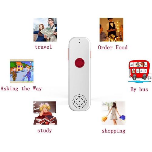  [아마존베스트]Pulomi TT Easy Trans Smart Language Translator Device Electronic Pocket Voice Bluetooth 52 Languages for Learning Travel Shopping Business White Red