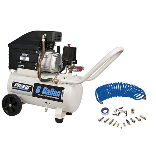  Pulsar 6 Gallon Horizontal Air Compressor w Air Tool Kit