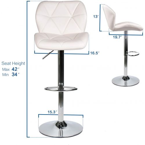  [아마존 핫딜] [아마존핫딜]PULUOMIS Set of 2 Bar Stools Leather Modern Hydraulic Swivel Dinning Chair Barstools, White