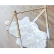 Pumpur Wooden Gym With 3 Toys  Activity Center  Stylish and Natural Nursery Decor  Baby Activity Gym  Wooden Frame