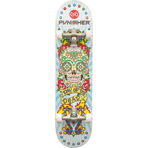  Punisher Skateboards Day of The Dead 31.5 Dual-Kick with Concave Complete Skateboard, White