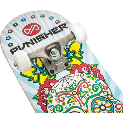  Punisher Skateboards Day of The Dead 31.5 Dual-Kick with Concave Complete Skateboard, White
