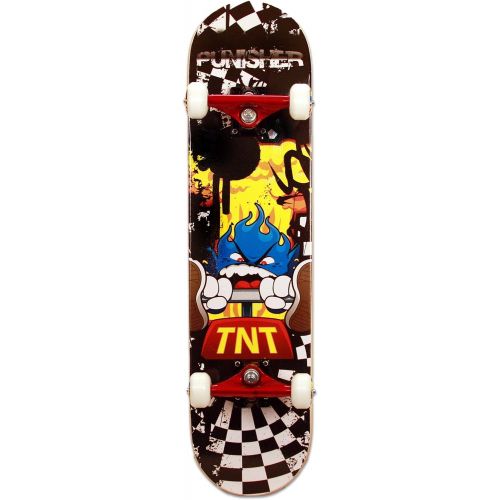  Punisher Skateboards Punisher Boys Skateboard Complete with 31.5 x 7.75 Double Kick Concave Deck Canadian Maple ABEC-7 Bearings