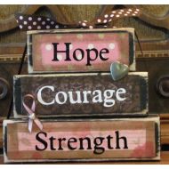 /PunkinSeedProduction Breast Cancer Awareness, Cancer Survivor, Breast Cancer Gift, Hope, Courage, Strength Inspirational Sign, Cancer Encouragement, 4.5 x 5.5