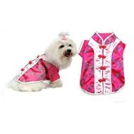 Puppe Love Pink Chinese Cutie Dog Costume Traditional Asian Dress Fabric Woven Buttons