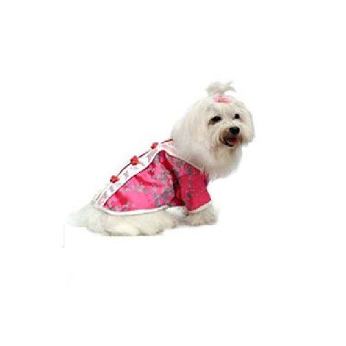  Puppe Love Pink Chinese Cutie Dog Costume Traditional Asian Dress Fabric Woven Buttons