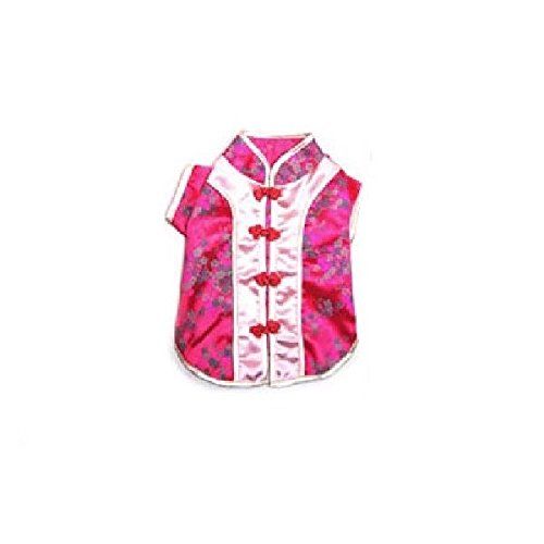 Puppe Love Pink Chinese Cutie Dog Costume Traditional Asian Dress Fabric Woven Buttons