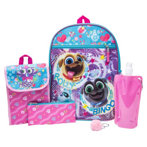  PuppyDog Pals Backpack Combo Set - Disney Puppy Dog Pals Girls 6 Piece Backpack Set - Bingo and Rolly Backpack & Lunch Kit (Pink)