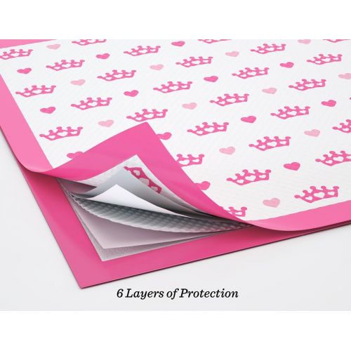  Puppy Trail Designer Puppy Training Pads - Pink - Very Absorbent Core - for Puppies & Dogs - Hearts & Crowns Design