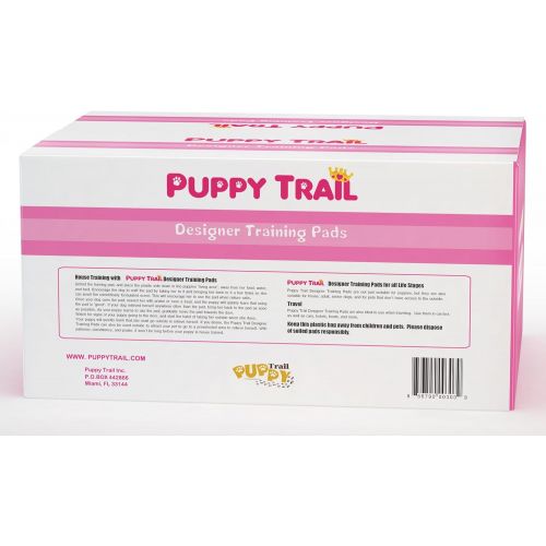  Puppy Trail Designer Puppy Training Pads - Pink - Very Absorbent Core - for Puppies & Dogs - Hearts & Crowns Design