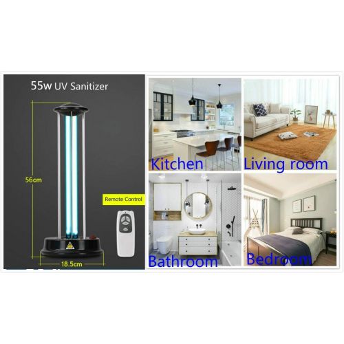  Pur UV 55w 110v Powerful Ultraviolet Light Remote Timer Control Disinfection Living Room Bedroom Sanitizer UV Lamp kill 99.9% mold Bacteria Germs Dustmite and Virus Household Pet H