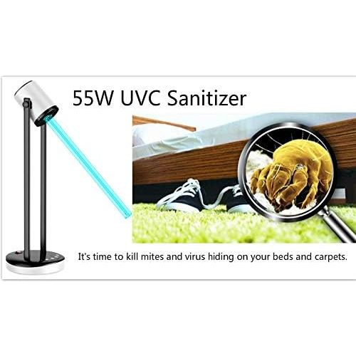  Pur UV Powerful Light, 55W Livingroom Bedroom Germ Virus, Dustmite Eliminator Kill 99.9% Mold Bacteria Germs Dustmite Virus Help Reduce Allergy from Dustmite 360°Sterilization, Rem