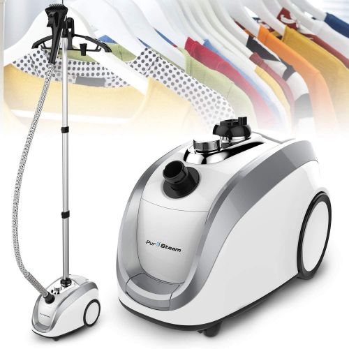  [아마존베스트]PurSteam World PurSteam - 2019 Official Partner of Fashion - Full Size Steamer for Clothes, Garments, Fabric - Professional Heavy Duty - 4 Steam Levels Producing Perfect Continuous Steam