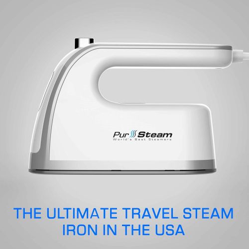  [아마존베스트]PurSteam World's Best Steamers Travel Steamer Iron Mini - 30% More Steam Than Others. Dual Voltage 800W Lightweight, Best for Travel and Quilting Iron with Anti Slip Handle and Non-Stick Soleplate