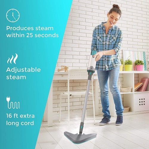  PurSteam World's Best Steamers Steam Mop Cleaner ThermaPro Elite 12 in 1 for Hardwood/Tiles/Vinyl/Carpet - Easy-Detachable Handheld Steam Cleaner for Kitchen - Garment - Furniture and Clothes, Multifunctional Wh