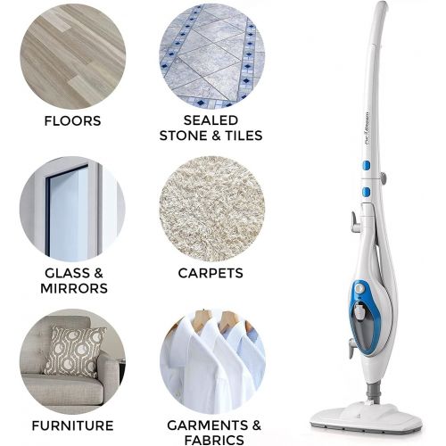  PurSteam Worlds Best Steamers PurSteam Steam Mop Cleaner 10-in-1 with Convenient Detachable Handheld Unit, Laminate/Hardwood/Tiles/Carpet Kitchen - Garment - Clothes - Pet Friendly Steamer Whole House Multipurp