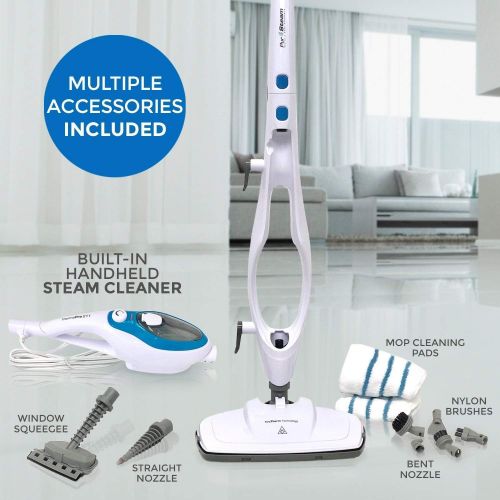  PurSteam Worlds Best Steamers PurSteam Steam Mop Cleaner 10-in-1 with Convenient Detachable Handheld Unit, Laminate/Hardwood/Tiles/Carpet Kitchen - Garment - Clothes - Pet Friendly Steamer Whole House Multipurp