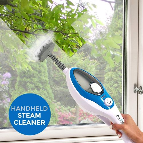  PurSteam Worlds Best Steamers PurSteam Steam Mop Cleaner 10-in-1 with Convenient Detachable Handheld Unit, Laminate/Hardwood/Tiles/Carpet Kitchen - Garment - Clothes - Pet Friendly Steamer Whole House Multipurp