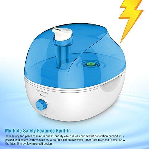  PurSteam Worlds Best Steamers PurSteam Ultrasonic Cool Mist Humidifier - Superior Humidifying Unit with Whisper-Quiet Operation and Automatic Shut-Off. Large Water Tank