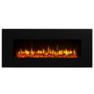 PuraFlame Serena 50 Wall Mounted Linear Electric Fireplace, Log Set, Remote Control, 1500W, Black