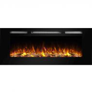 PuraFlame Alice 50 Recessed Electric Fireplace, Wall Mounted for 2 X 6 Stud, Log Set & Crystal, 1500W Heater, Black