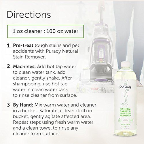  Puracy Natural Carpet Cleaner Detergent, 4X Professional Pet Stain Remover & Deodorizer, 25 Ounce