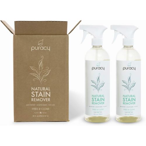  [아마존 핫딜]  [아마존핫딜]Puracy Natural Laundry Stain Remover, Enzyme Odor Eliminator, Free & Clear, 25 Ounce (2-Pack)