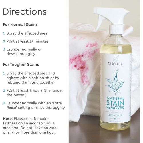  [아마존 핫딜]  [아마존핫딜]Puracy Natural Laundry Stain Remover, Enzyme Odor Eliminator, Free & Clear, 25 Ounce (2-Pack)