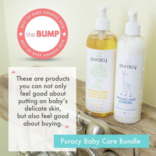  [아마존 핫딜]  [아마존핫딜]Puracy Organic Baby Lotion, Natural Calming Moisturizer, Lavender & Grapefruit, 12 Ounce (2-Pack)