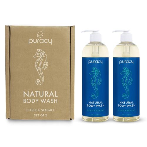  [아마존 핫딜]  [아마존핫딜]Puracy Natural Body Wash, Citrus & Sea Salt, Sulfate-Free Bath and Shower Gel, 16 Ounce (2-Pack)