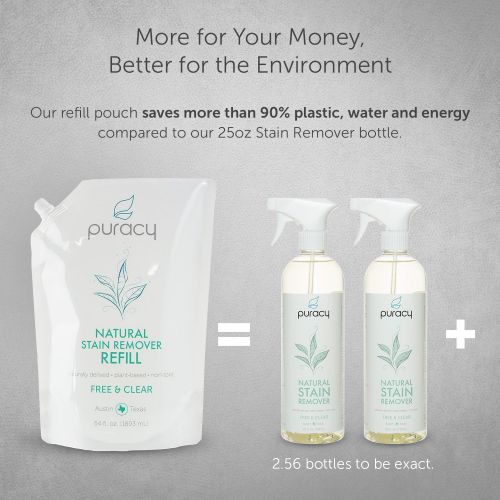  [아마존핫딜][아마존 핫딜] Puracy Natural Laundry Stain Remover Refill, Enzyme Odor Eliminator, Free & Clear, 64 Ounce