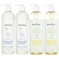 Puracy Organic Baby Care Gift Set, Nontoxic Moisturizing Lotion, Natural Baby Shampoo (4-Pack)