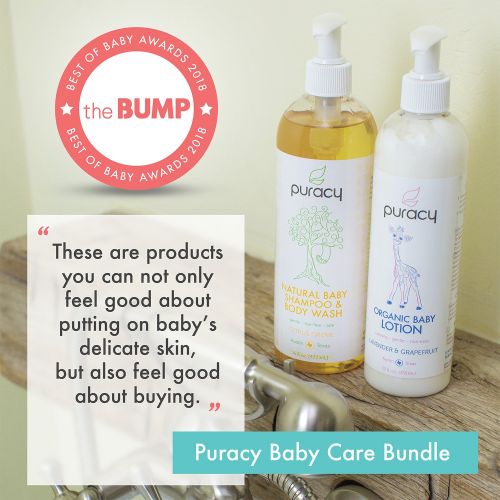  Puracy Organic Baby Care Gift Set, Nontoxic Moisturizing Lotion, Natural Baby Shampoo (4-Pack)