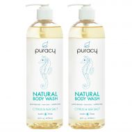 Puracy Natural Body Wash, Sulfate-Free Bath and Shower Gel, Citrus & Sea Salt, 16 Ounce (2-Pack)