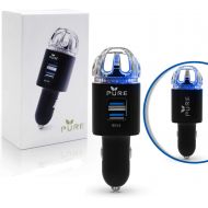 Pure Car Air Purifier Premium Air Ionizer & Car Charger Accessory w/ Dual USB Ports - Quick Charge 3.0 - Eliminate Allergens Bad Odor Pet Smell Smoke Pollen Mold Bacteria Viruses PM2.5