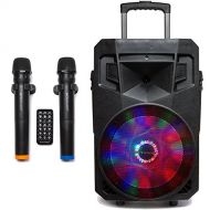 Pure Acoustics PA System with LED Party Lights, Wireless Portable Bluetooth 12 Audio Speaker with 2 Wireless Microphones FM Radio Party Karaoke Machine Sound System MCP-212 Soundstream by Pure Ac