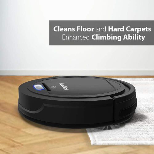  Pure Clean PURE CLEAN PUCRC26B.5 Automatic Robot Auto Vacuum - Home Cleaning - Cleaner Bot Self Detects Stairs - HEPA Filter Pet Hair Allergies Friendly, Black