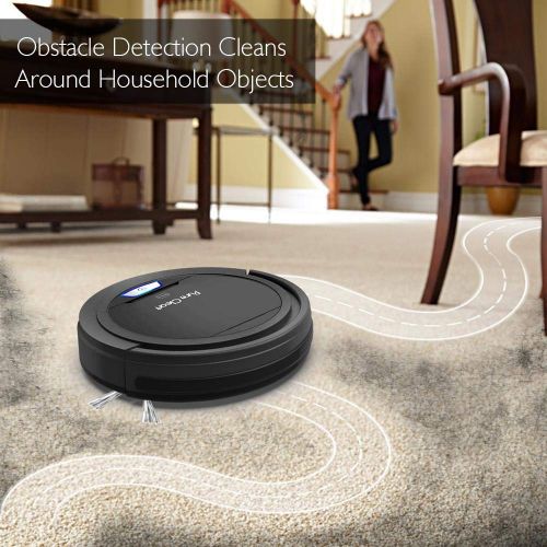  Pure Clean PURE CLEAN PUCRC26B.5 Automatic Robot Auto Vacuum - Home Cleaning - Cleaner Bot Self Detects Stairs - HEPA Filter Pet Hair Allergies Friendly, Black